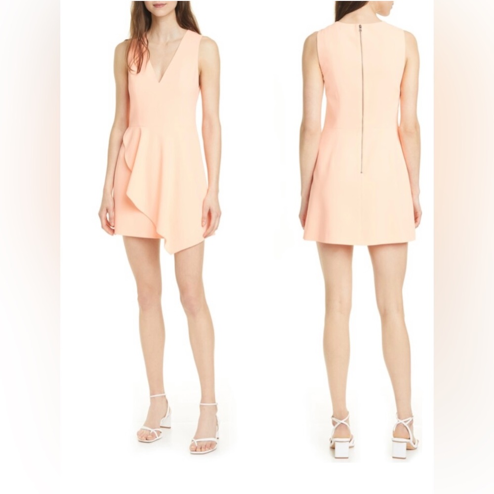 Alice + Olivia Callie Asymmetrical Minidress Peach Orange Size 8